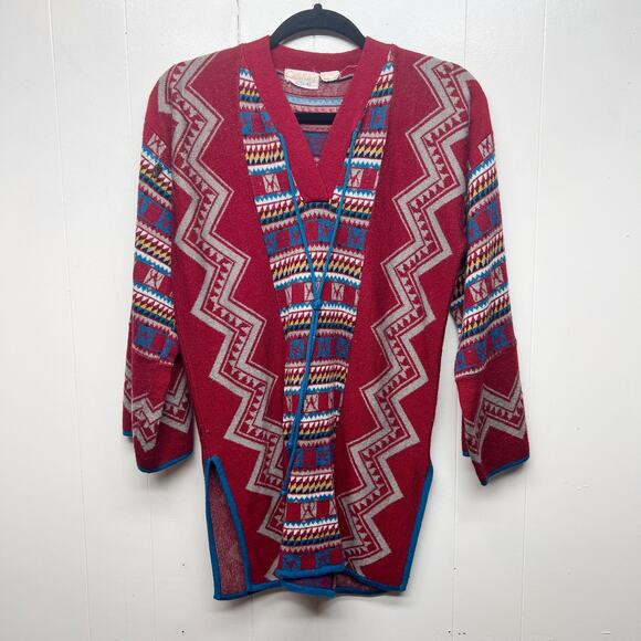Catalina Jaquard Sweaters - Catalina Wool Blend Vintage Aztec Print Women's Long Sleeve Sweater Size Medium